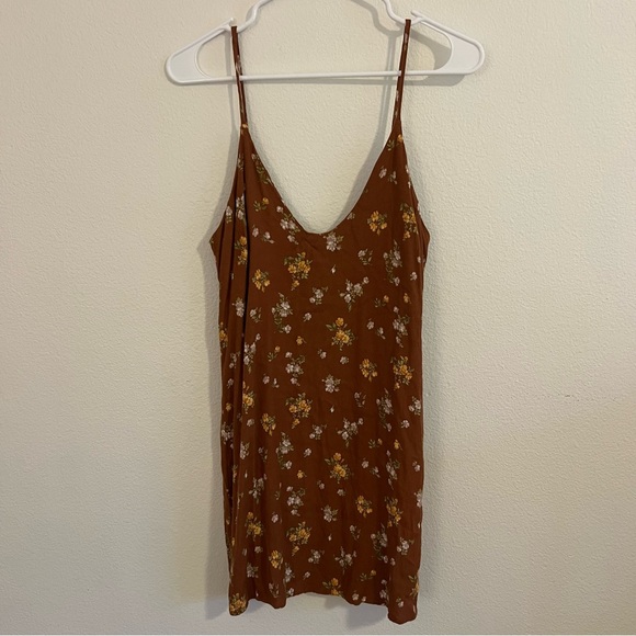 REFORMATION Ventura Floral Print Crepe Slip Mini Dress Brown - Picture 3 of 8